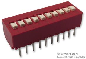 C&K COMPONENTS BD10 DIP / SIP Switch, 10 Circuits, Raised Slide, Through Hole, SPST, 5 V, 100 mA