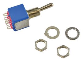 APEM 5646AB Toggle Switch, On-On, DPDT, Non Illuminated, 5000 Series, 6 A