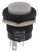 NKK SWITCHES LP0115CCKW015FB Pushbutton Switch, LP01 Series, 16 mm, SPDT, On-(On), Round, White
