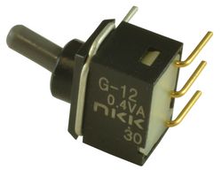 NKK SWITCHES G12AH Toggle Switch, On-On, SPDT, Non Illuminated, G Series, Panel Mount, 100 mA