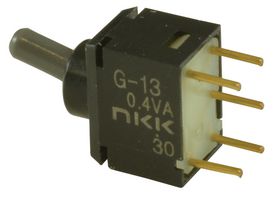 NKK SWITCHES G13AP Toggle Switch, On-Off-On, SPDT, Non Illuminated, G Series, Panel Mount, 100 mA