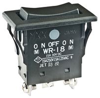 NKK SWITCHES WR18AT Interruptor (Switch) de Balancín, (Encendido)-Apagado-(Encendido), SPDT, No Iluminado, Panel Mount