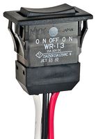 NKK SWITCHES WR13AL Rocker Switch, On-Off-On, SPDT, Non Illuminated, Panel Mount, Black, WR Series