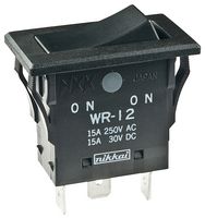 NKK SWITCHES WR12AF Rocker Switch, On-None-On, SPDT, Non Illuminated, Panel Mount, Black, WR Series