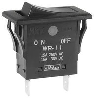 NKK SWITCHES WR11AFN Rocker Switch, On-None-Off, SPST, Non Illuminated, Panel Mount, Black, WR Series