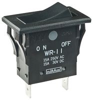 NKK SWITCHES WR11AF Rocker Switch, On-None-Off, SPST, Non Illuminated, Panel Mount, Black, WR Series