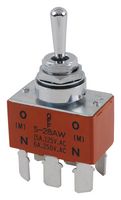 NKK SWITCHES S28AWF Toggle Switch, (On)-Off-(On), DPDT, Non Illuminated, S Series, Panel Mount, 20 A