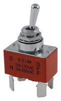 NKK SWITCHES S21AWF Toggle Switch, On-Off, DPST, Non Illuminated, S Series, Panel Mount, 15 A