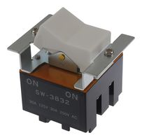NKK SWITCHES SW3832 Rocker Switch, On-None-On, 3PDT, Non Illuminated, Panel Mount, White, SW Series
