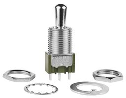 NKK SWITCHES M2018BB1W01 Toggle Switch, (On)-Off-(On), SPDT, Non Illuminated, M Series, Panel Mount, 6 A