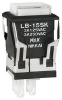 NKK SWITCHES LB15SKW01-6G-JB Pushbutton Switch, LB Series, SPDT, On-(On), Square, Transparent