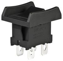 NKK SWITCHES JWS21BAA-A Rocker Switch, On-None-Off, DPST, Non Illuminated, Panel Mount, Black, JWS Series