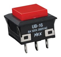 NKK SWITCHES UB16KKW01N-C Pushbutton Switch, UB Series, SPDT, On-On, Square, Red