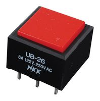 NKK SWITCHES UB26SKW03N-C Pushbutton Switch, UB Series, DPDT, On-On, Square, Red