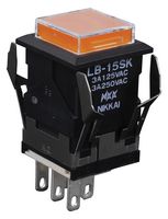 NKK SWITCHES LB15SKW01-5D-JD Pushbutton Switch, LB Series, SPDT, On-(On), Square, Transparent