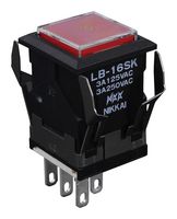 NKK SWITCHES LB16SKW01-5C-JC Pushbutton Switch, LB Series, SPDT, On-On, Square, Transparent