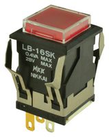 NKK SWITCHES LB16SKG01-5C-JC Pushbutton Switch, LB Series, SPDT, On-On, Square, Transparent