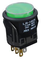 NKK SWITCHES LB16CKG01-5F-JF Pushbutton Switch, LB Series, 22 mm, SPDT, On-On, Round, Transparent