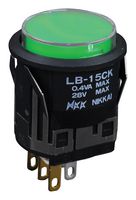 NKK SWITCHES LB15CKG01-5F-JF Pushbutton Switch, LB Series, 22 mm, SPDT, On-(On), Round, Transparent