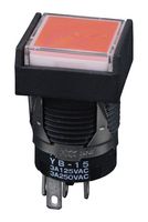 NKK SWITCHES YB15KKW01-5C-JC Pushbutton Switch, YB Series, 16 mm, SPDT, On-(On), Square, Transparent