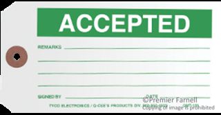 TE CONNECTIVITY QMT101 Label, Tag, 73 mm, 146.1 mm, Paper, Accepted (Remarks, Signed By, Date)