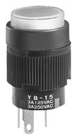 NKK SWITCHES YB25RKG01-2CF05-JB Pushbutton Switch, YB Series, 16 mm, DPDT, On-(On), Rectangular, Transparent
