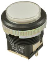 NKK SWITCHES LB15WKW01-6G-JB Pushbutton Switch, LB Series, 22 mm, SPDT, On-(On), Round, Transparent
