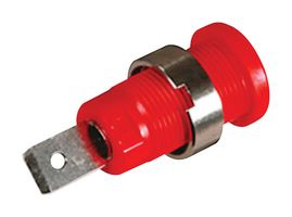 CAL TEST ELECTRONICS CT2238-2 Banana Test Connector, Jack, Panel Mount, 36 A, 1 kV, Nickel Plated Contacts, Red