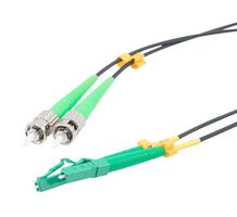 L-COM FCA-SLCASTAD5 Fiber Optic Cable, Singlemode, 2 Fibers, 9µm / 125µm, LC Duplex to ST Duplex, 16.4ft