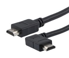 L-COM HD21PRAR-MM-BLK-1M Audio / Video Cable Assembly, PVC, 2.1, 90° HDMI Plug, HDMI Plug, 3.3 ft, 1 m, Black