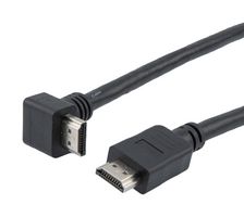 L-COM HD21PRAU-MM-BLK-1M Cable de Audio / Video, PVC, 2.1, 90° HDMI Plug, HDMI Macho, 3.3 ft, 1 m, Negro
