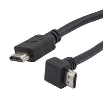 L-COM HD21ZRAU-MM-BLK-1M Audio / Video Cable Assembly, LSZH, 2.1, 90° HDMI Plug, HDMI Plug, 3.3 ft, 1 m, Black