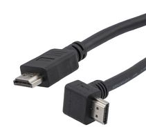L-COM HD21ZRAU-MM-BLK-2M Audio / Video Cable Assembly, LSZH, 2.1, 90° HDMI Plug, HDMI Plug, 6.6 ft, 2 m, Black