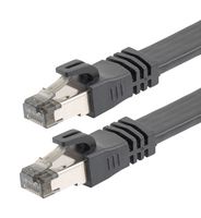 L-COM TRD824FLAT-BLK-05F Ethernet Cable, Cat8, RJ45 Plug to RJ45 Plug, STP (Shielded Twisted Pair), Black, 152.4 mm, 6 "