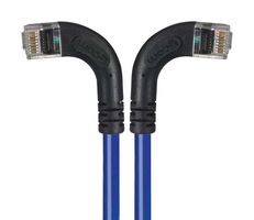 L-COM TRD815RA8BL-7 Ethernet Cable, Cat5e, 90° RJ45 Plug to 90° RJ45 Plug, UTP (Unshielded Twisted Pair), Blue, 2.1 m