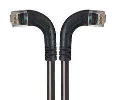L-COM TRD815RA8BLK-1 Ethernet Cable, Cat5e, 90° RJ45 Plug to 90° RJ45 Plug, UTP (Unshielded Twisted Pair), Black
