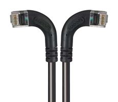L-COM TRD815RA8BLK-2 Ethernet Cable, Cat5e, 90° RJ45 Plug to 90° RJ45 Plug, UTP (Unshielded Twisted Pair), Black