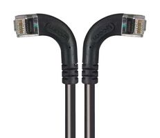 L-COM TRD815RA8BLK-25 Cable Ethernet, Cat 5e, RJ45 90° Macho a RJ45 90° Macho, UTP (par trenzado sin blindaje), Negro