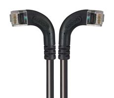 L-COM TRD815RA8BLK-3 Cable Ethernet, Cat 5e, RJ45 90° Macho a RJ45 90° Macho, UTP (par trenzado sin blindaje), Negro