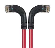 L-COM TRD815RA8RD-3 Ethernet Cable, Cat5e, 90° RJ45 Plug to 90° RJ45 Plug, UTP (Unshielded Twisted Pair), Red
