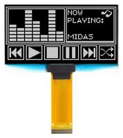 MIDAS DISPLAYS MCOT128064HV-WM OLED de Gráficos, 128 x 64 Pixels, Blanco sobre Negro, 2.8V, I2C, Paralelo, SPI, 60.5mm x 37mm
