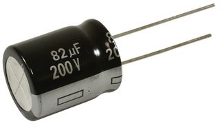 PANASONIC EEUEE2D820S Electrolytic Capacitor, EE Series, 82 µF, 200 V, ± 20%, Radial Leaded, 10000 hours @ 105°C, Polar