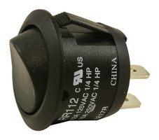 CARLING TECHNOLOGIES RR112-BB-NN Rocker Switch, On-Off, SPST, Non Illuminated, Panel Mount, Black, RR Series