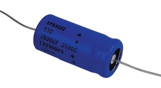 VISHAY 53D282G025GJ6 Electrolytic Capacitor, Tubular, 2800 µF, 25 V, ± 10%, PC Pin, 1000 hours @ 105°C, Polar