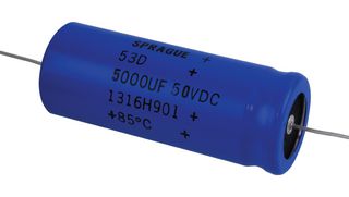 VISHAY 53D502G050JP6 Electrolytic Capacitor, Tubular, 5000 µF, 50 V, ± 10%, PC Pin, 1000 hours @ 105°C, Polar