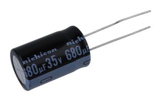 NICHICON UHE1V681MHD6TO Electrolytic Capacitor, Miniature, 680 µF, 35 V, ± 20%, PC Pin, 10000 hours @ 105°C, Polar