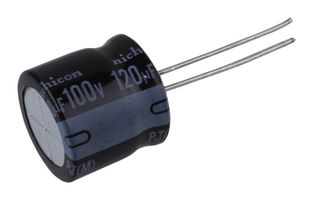 NICHICON UPJ2A121MHD6TN Electrolytic Capacitor, Low Impedance, 120 µF, 100 V, ± 20%, PC Pin, 1000 hours @ 85°C, Polar