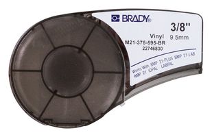 BRADY M21-375-595-BR Label Printer Tape, Adhesive, White on Brown, 6.4 m x 9.53 mm