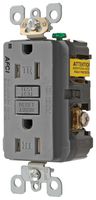 HUBBELL WIRING DEVICES AFR15TRGY Power Entry Connector, Tamper-Resistant, Arc Fault, Electrical AC Power, 15 A, Grey
