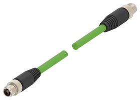 TE CONNECTIVITY TAX38721112-005 Sensor Cable, X-Code, M12 Plug, M12 Plug, 8 Positions, 5 m, 16.4 ft